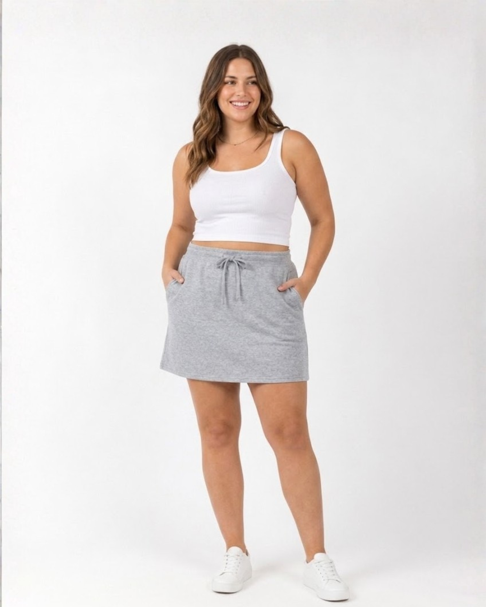 ESMARA - Women’s Grey Sweat Skirt with Drawstring Waist