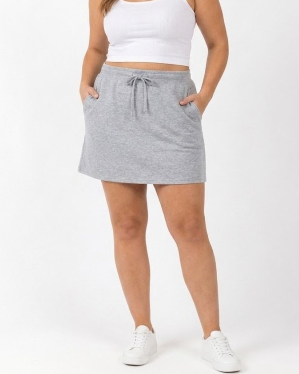 ESMARA - Women’s Grey Sweat Skirt with Drawstring Waist