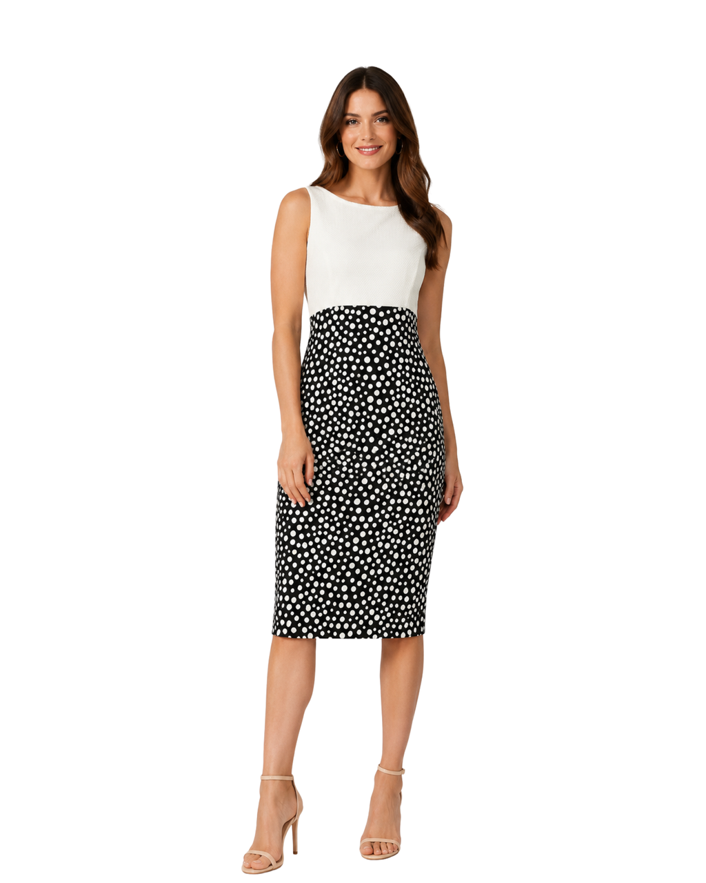 NY COLLECTION - Women's Sleeveless Polka Dot Sheath Dress