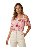 JM COLLECTION - Square-Neck Sleeveless Floral Top