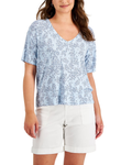 STYLE & CO. - Women's Floral-Print Rayon T-Shirt