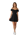 BERSHKA - Women's Off-Shoulder Fit & Flare Mini Dress