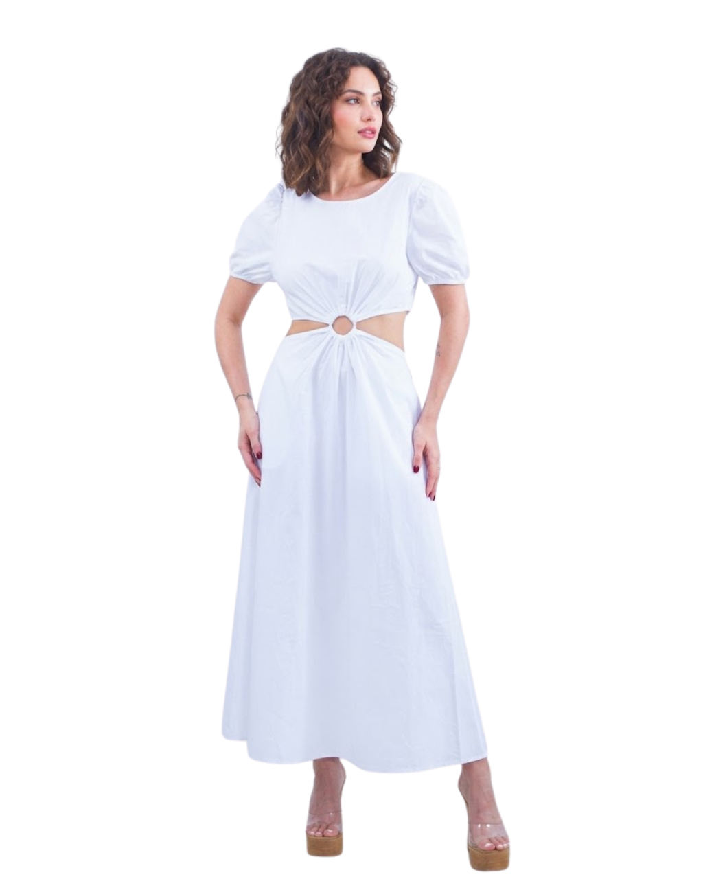 STRADIVARIUS - Women's O-Ring Cut-Out Maxi Dress (Designed for Height 160 cm)