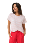 PULL&BEAR - White & Blush Pink Striped Textured Boxy T-Shirt