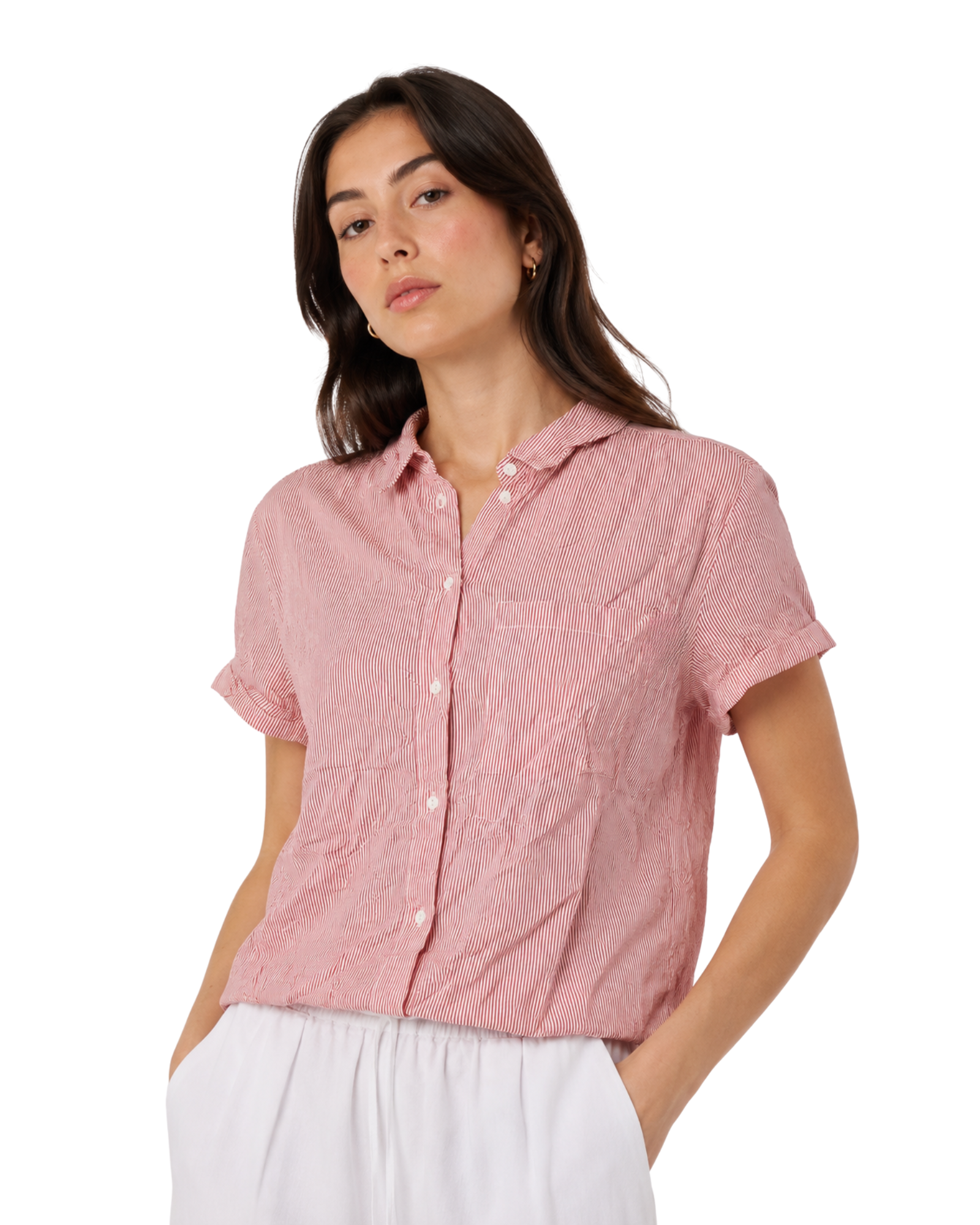 BERSHKA - BSK Girl Red & White Striped Tie-Back Blouse