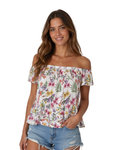 BERSHKA - Floral Off-the-Shoulder Peplum Top