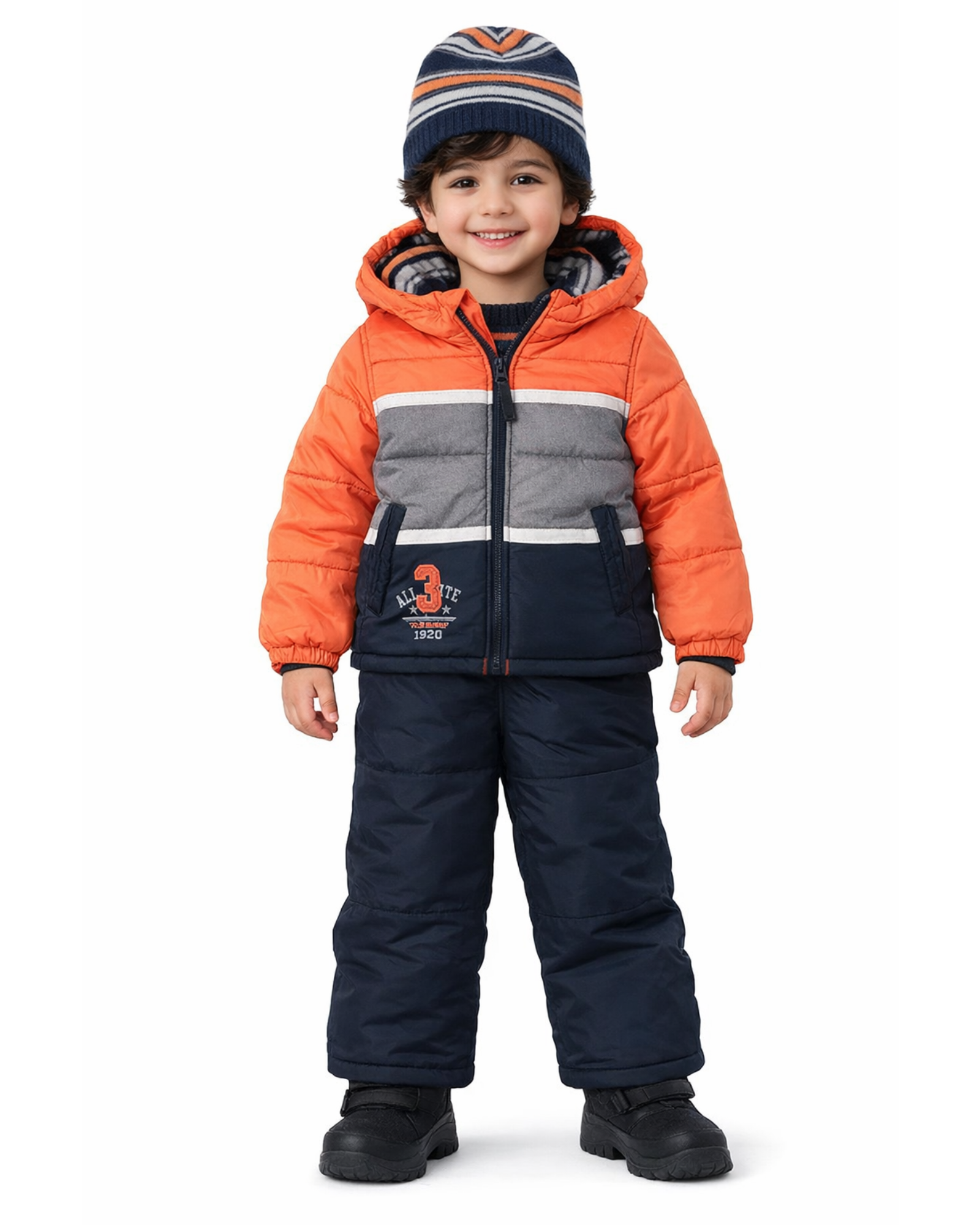 LONDON FOG - Boys Colorblock Snowsuit with Hat