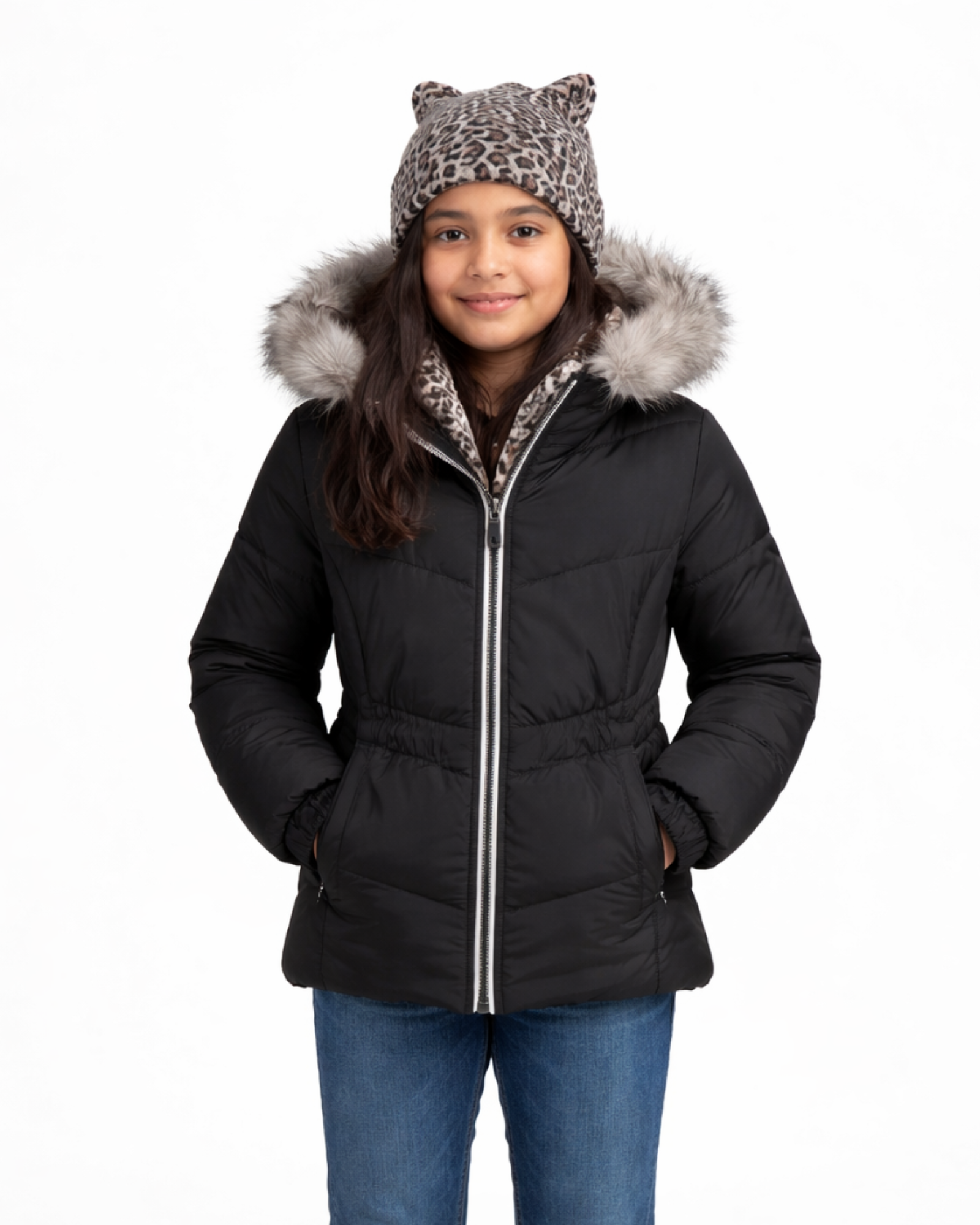 WEATHERTAMER - Big Girls Puffer Coat with Hat, Set of 2