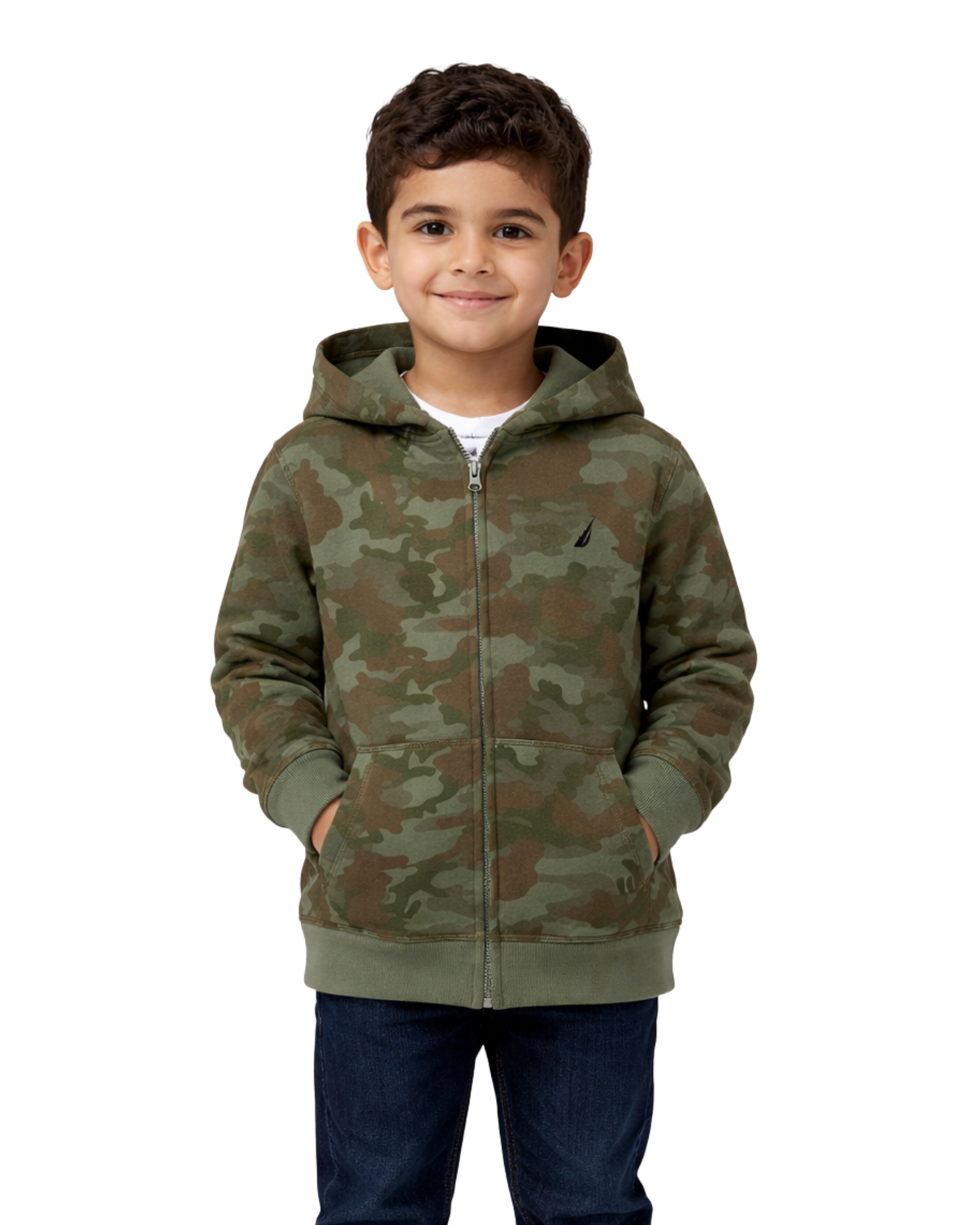NAUTICA - Boys' Big Fleece Zip-up Hoodie Sweatshirt Olive