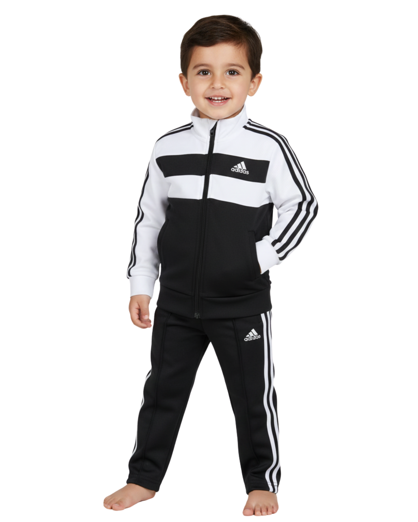 ADIDAS - 2 Piece Step up Tricot Tracksuit Set in White/black