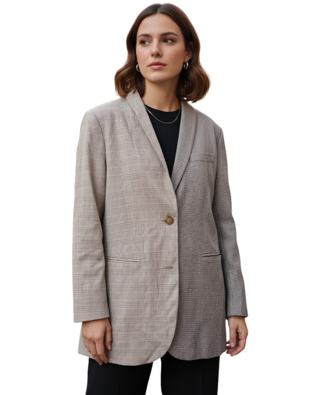 Stylish Plaid Patchwork Blazer