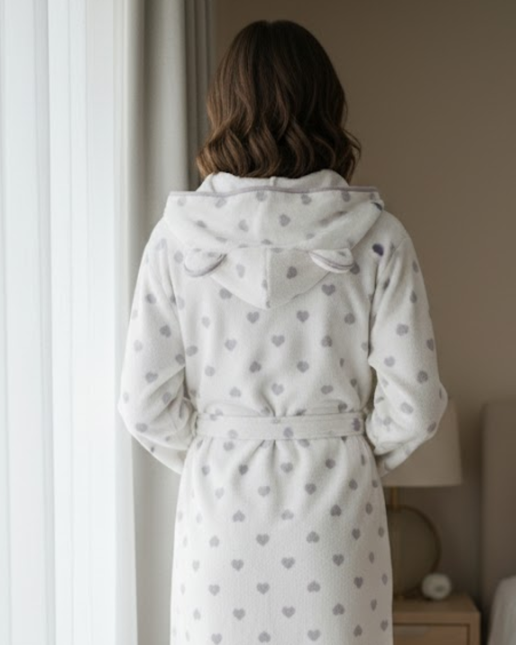OYSHO - Cozy Comfort Heart-Print Zip-Up Robe