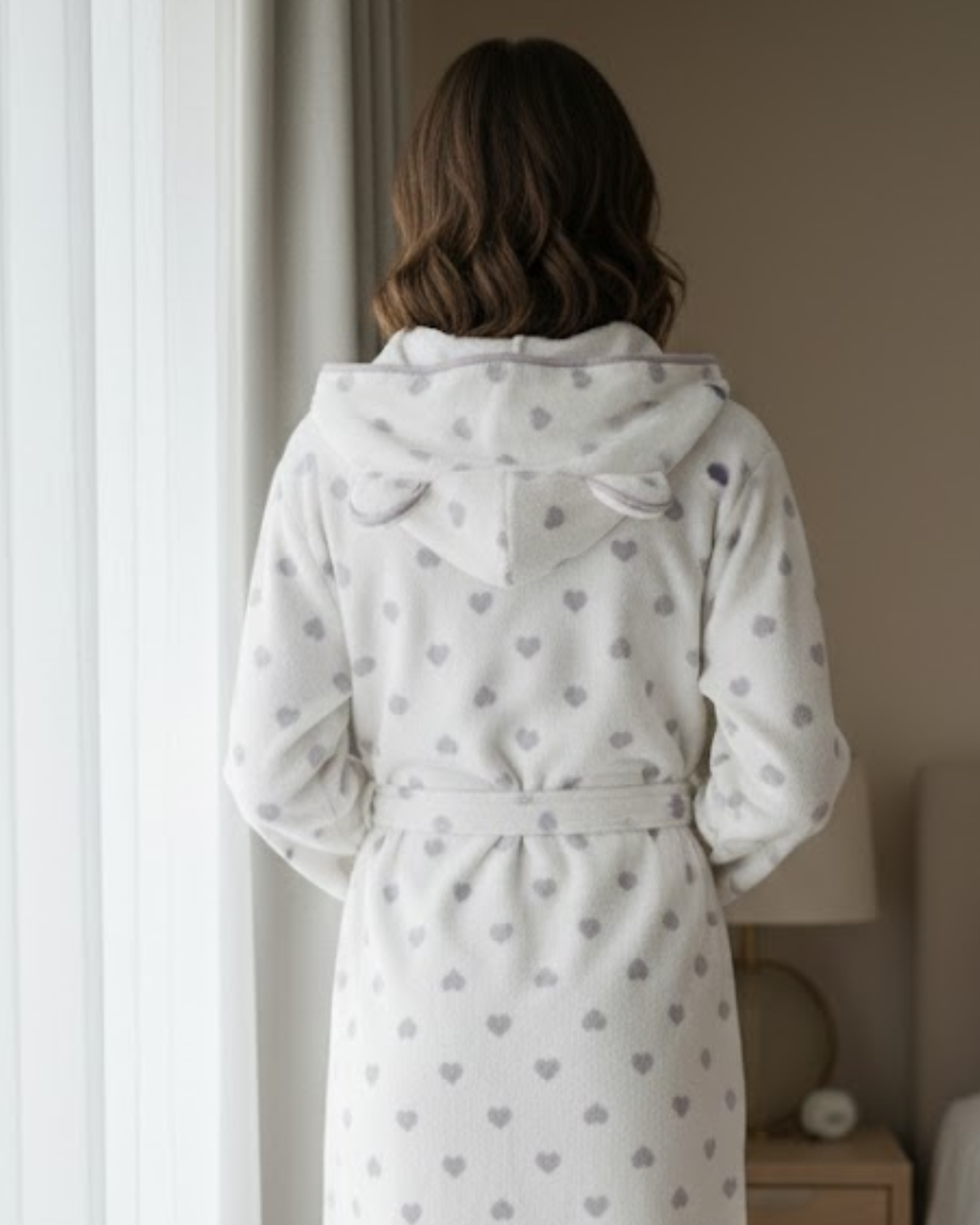 OYSHO - Cozy Comfort Heart-Print Zip-Up Robe