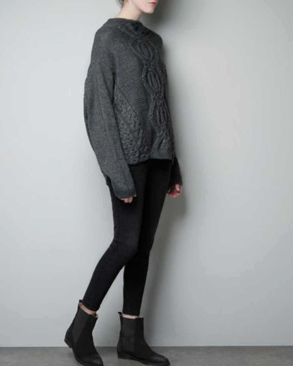 ZARA - Charcoal Cable Knit Sweater