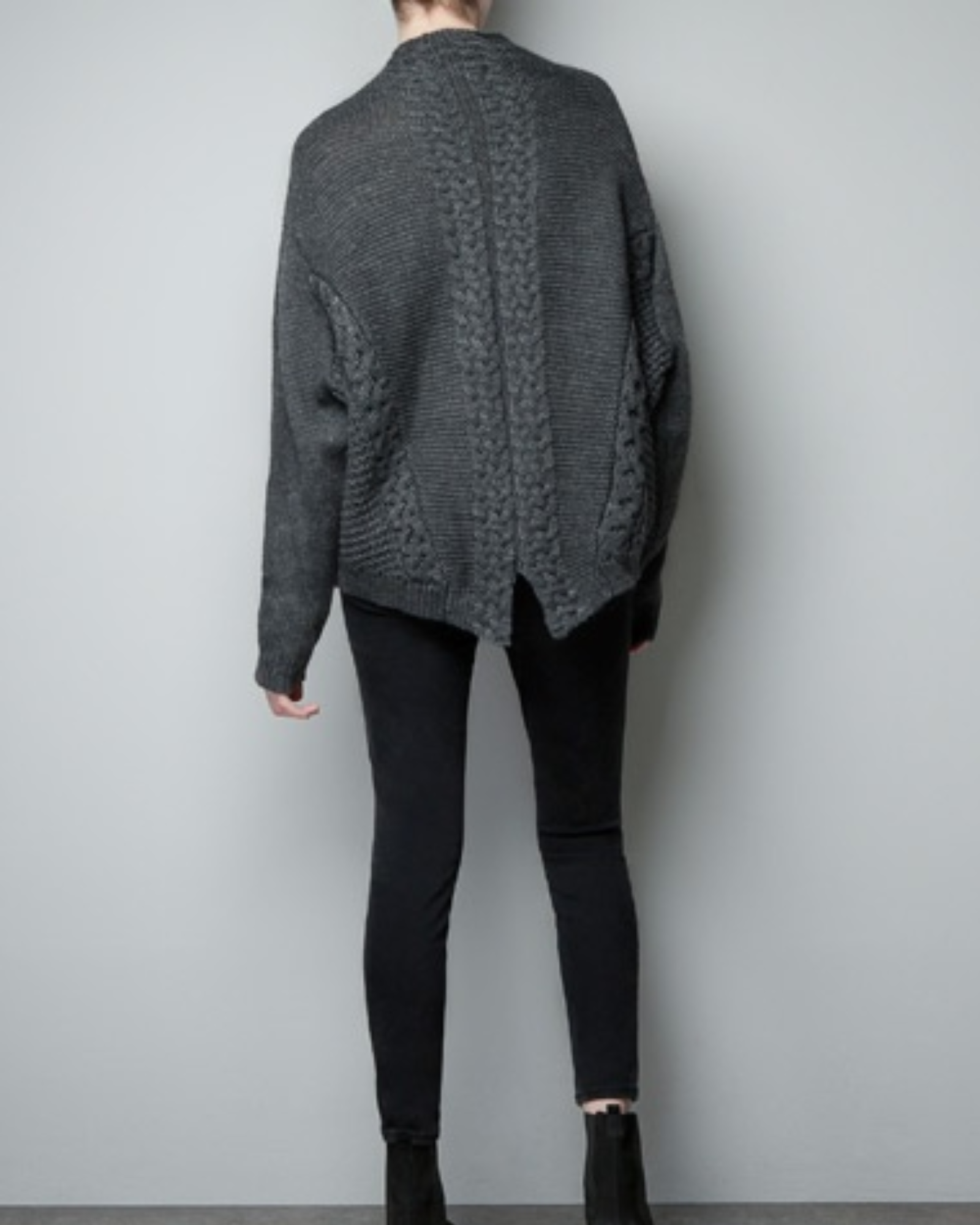 ZARA - Charcoal Cable Knit Sweater