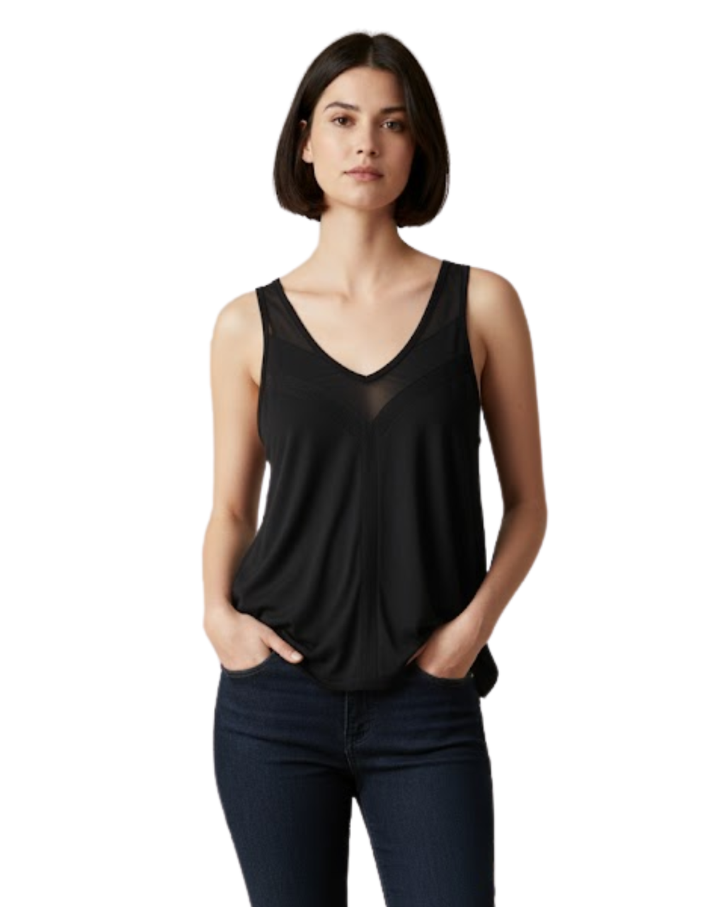 OYSHO - Mesh-Panel V-Neck Tank Top