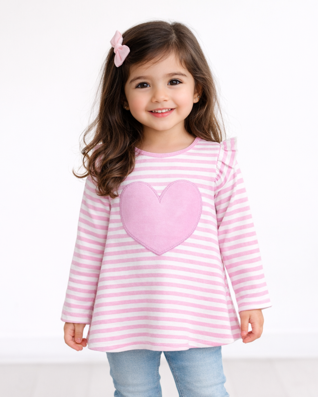FIRST IMPRESSIONS - Toddler Girls Striped Heart Velour Tunic Top