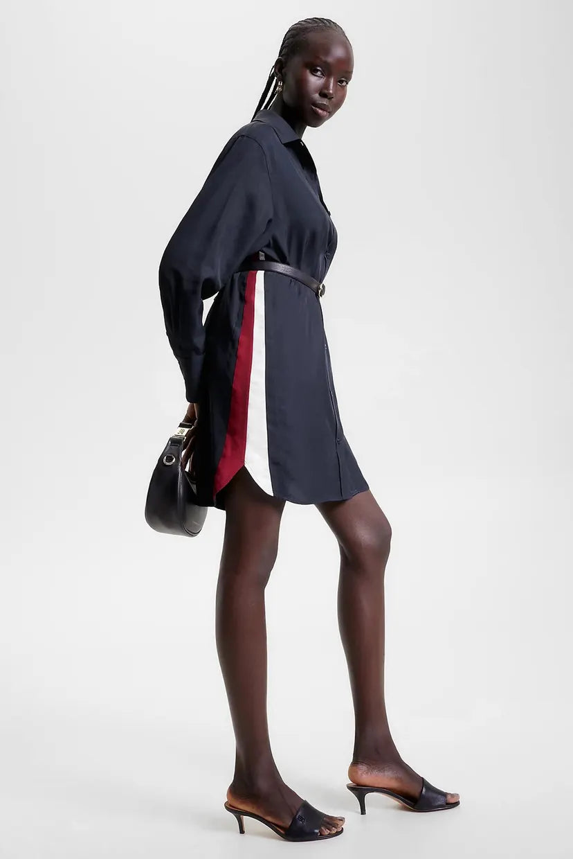 TOMMY HILFIGER - Pieced Stripe Short Shirt Dress