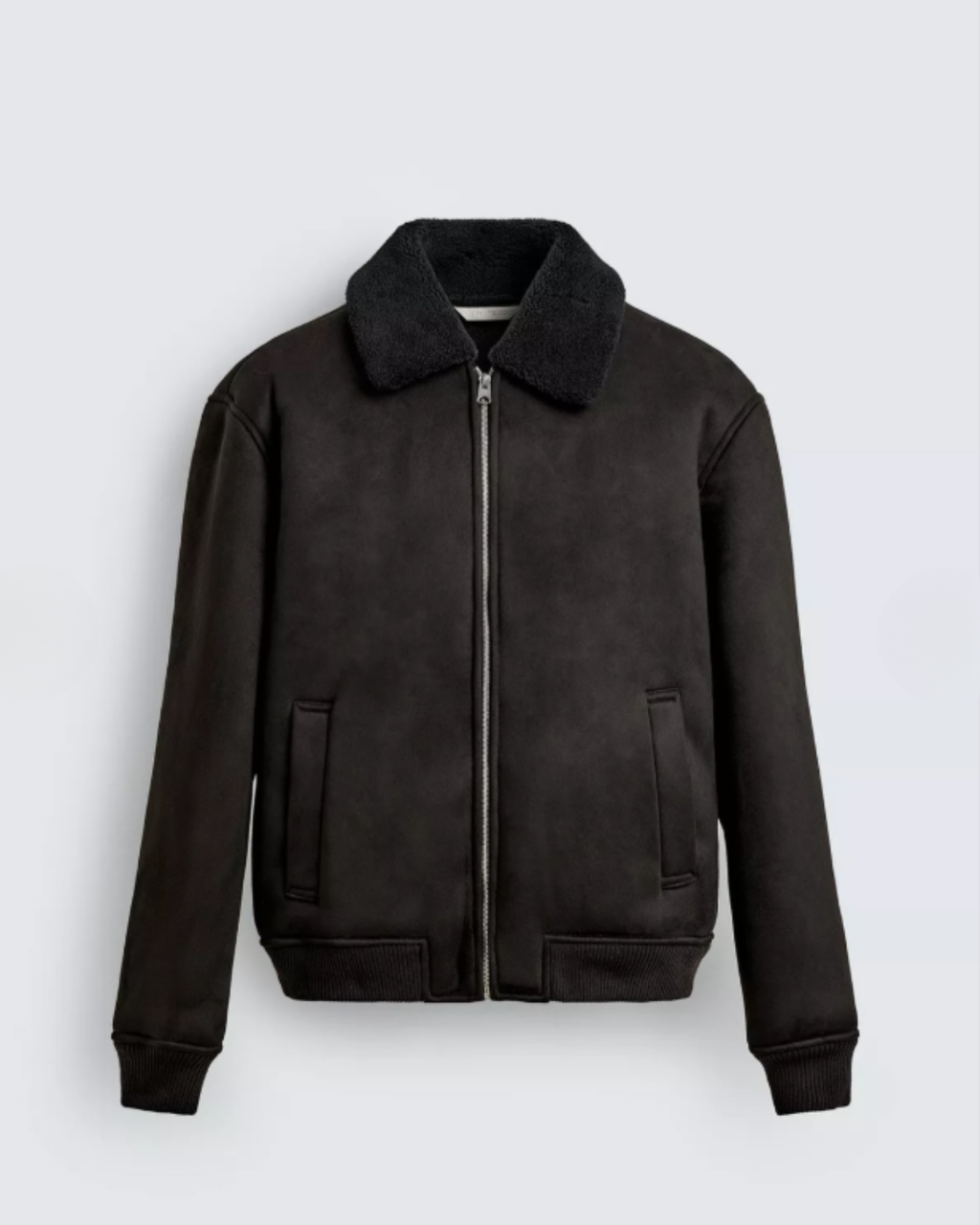 ZARA - Men's Faux Suede Bomber Jacket with Faux Shearling Lining