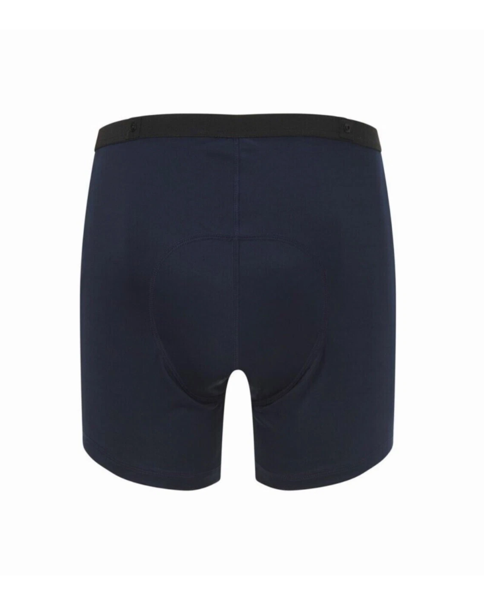 Black boxer briefs on a white background