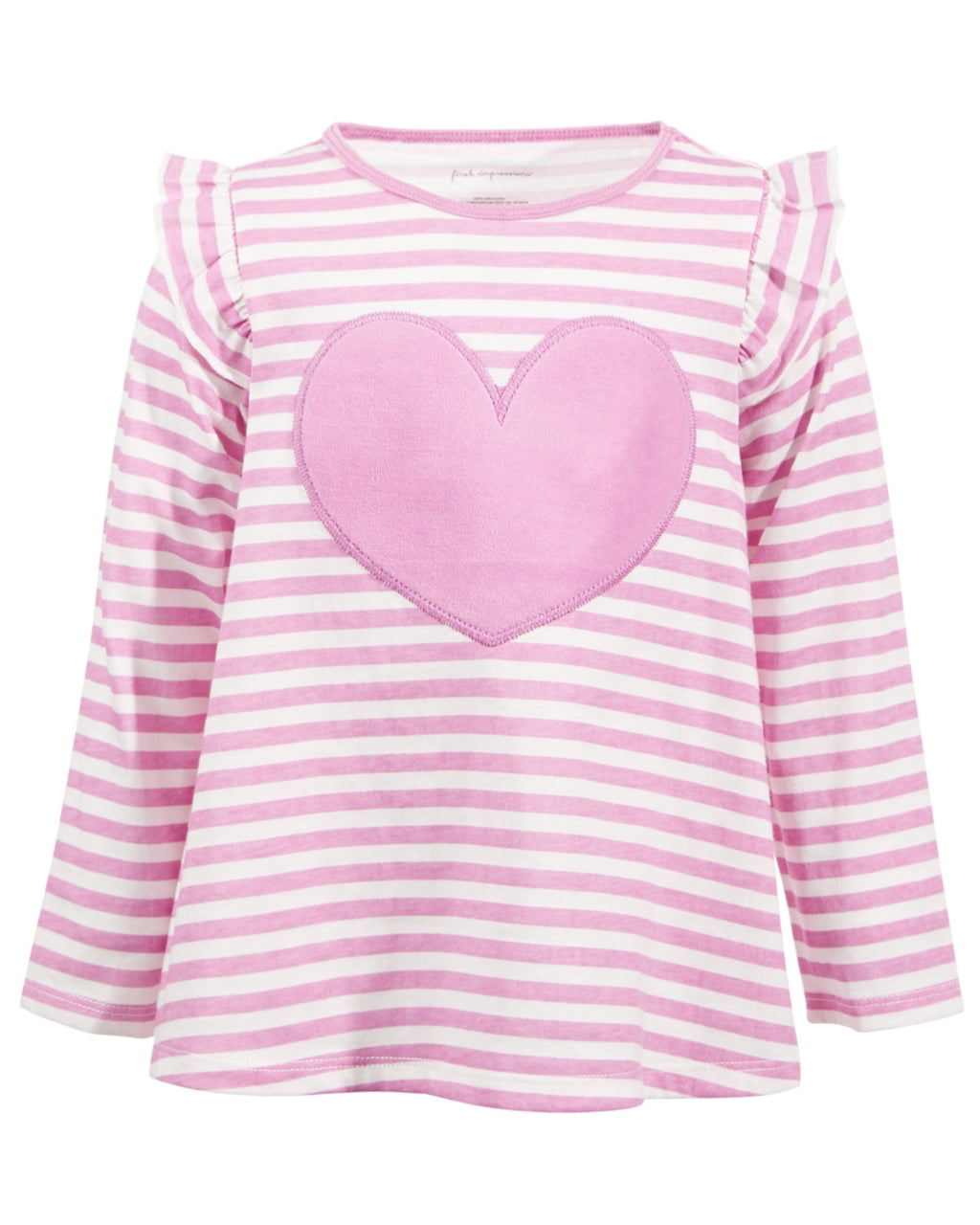 FIRST IMPRESSIONS - Toddler Girls Striped Heart Velour Tunic Top