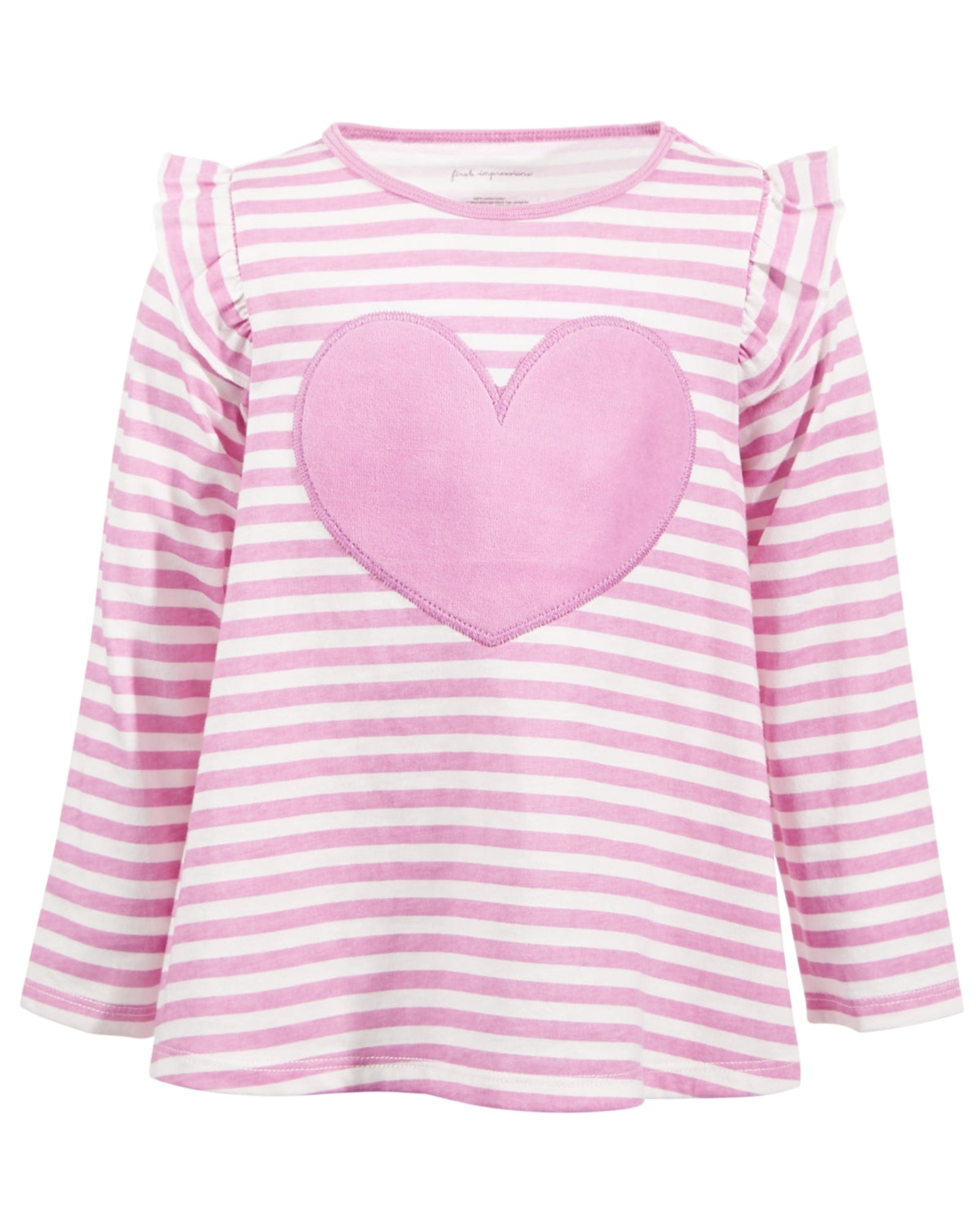 FIRST IMPRESSIONS - Toddler Girls Striped Heart Velour Tunic Top