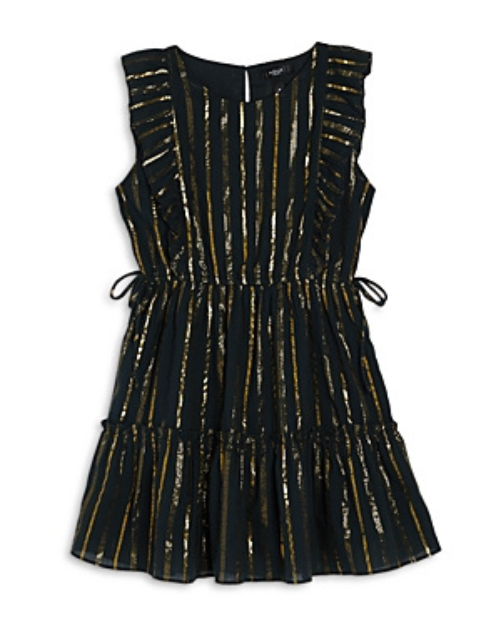 AQUA - Girls' Metallic Striped Ruffle Dress