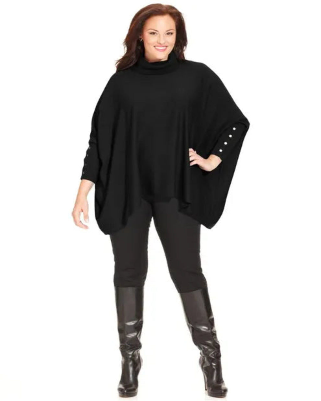 ALFANI - Women's Turtleneck Poncho Sweater