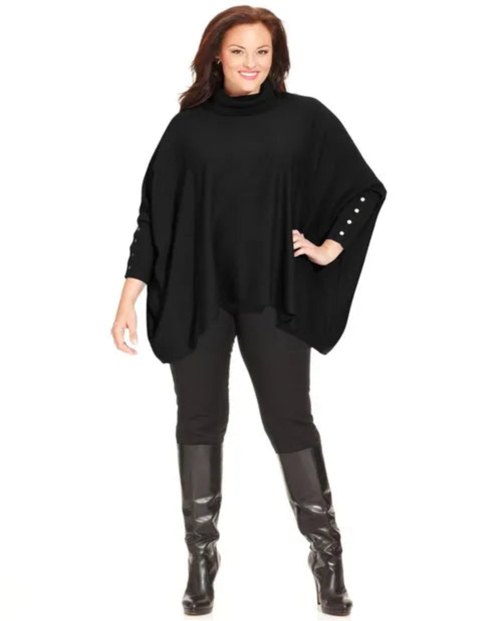ALFANI - Women's Turtleneck Poncho Sweater