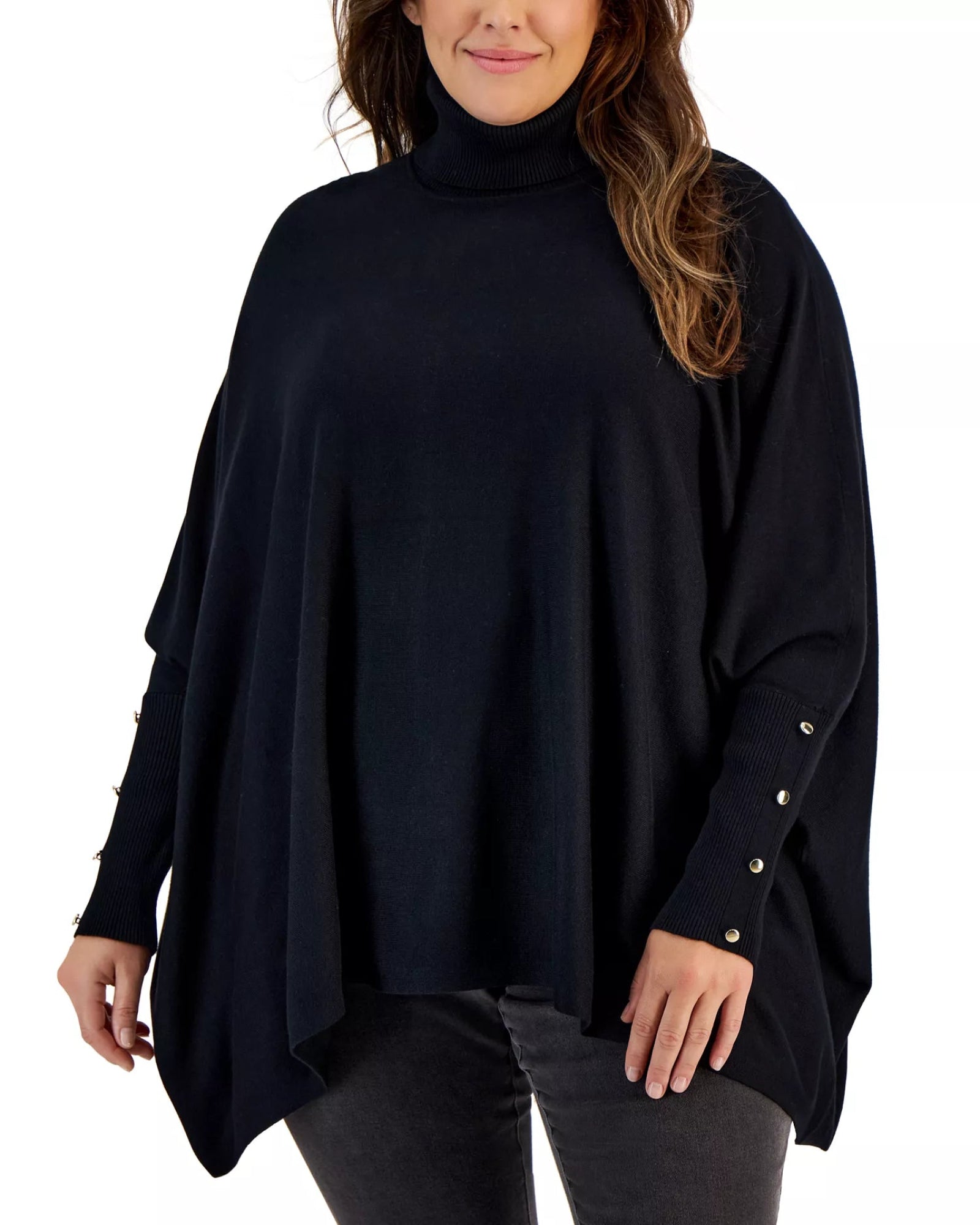 ALFANI - Women's Turtleneck Poncho Sweater