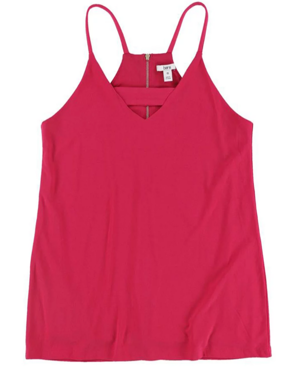 Pink tank top with thin straps on a white background