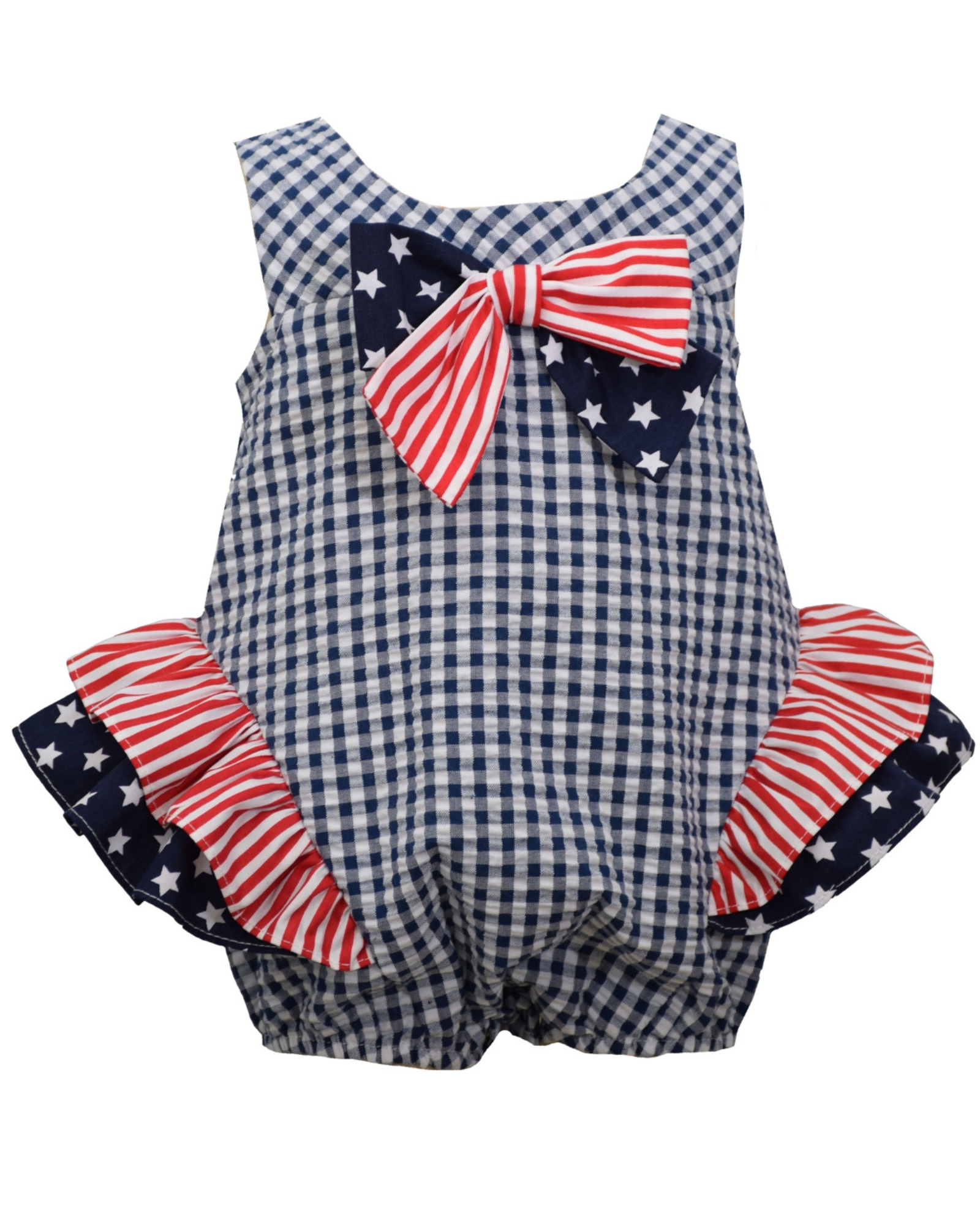 BONNIE BABY - Baby Girls Sleeveless Bubble Romper with Bow