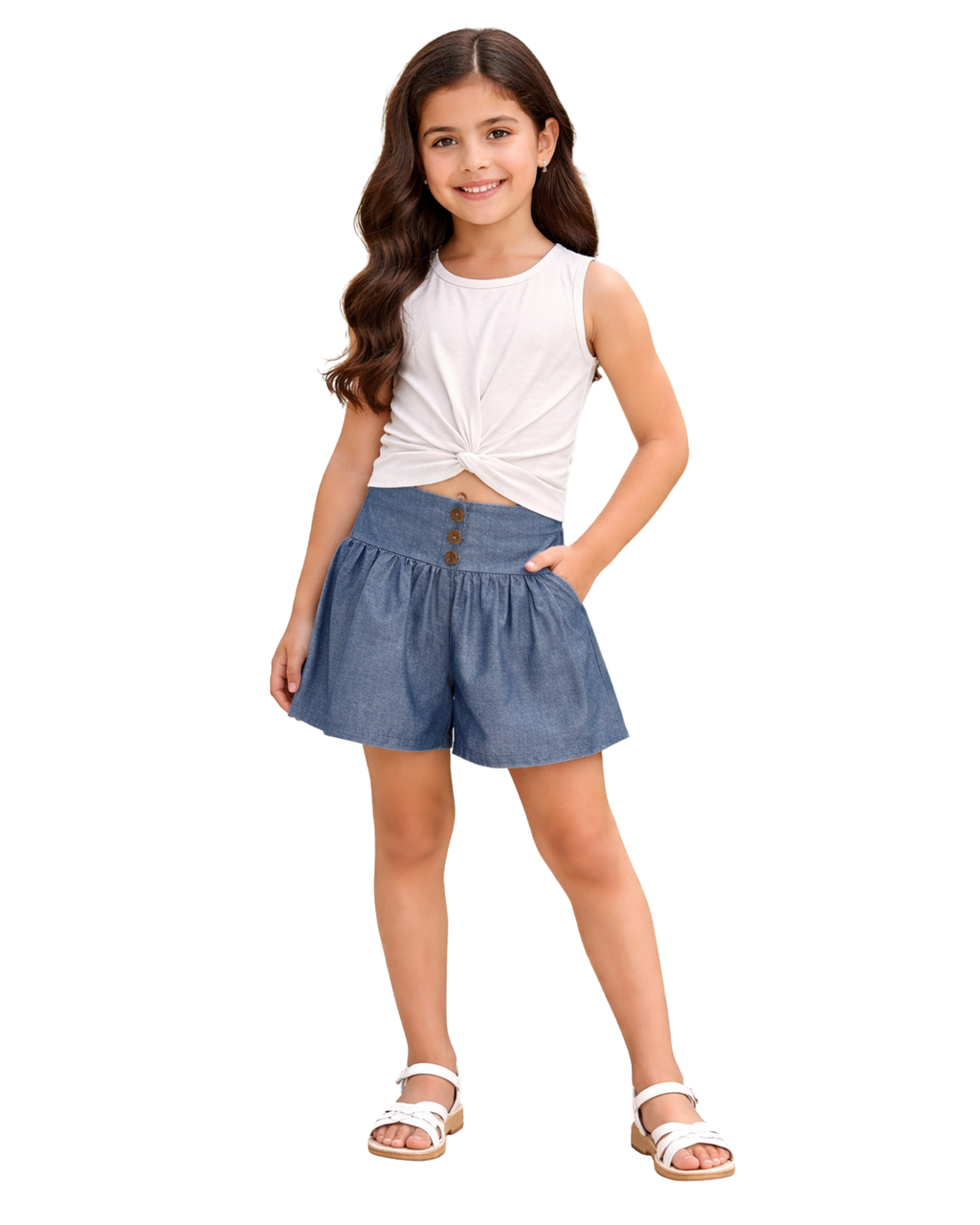BONNIE JEAN - Big Girls Sleeveless Twist Front Knit Top and Shorts