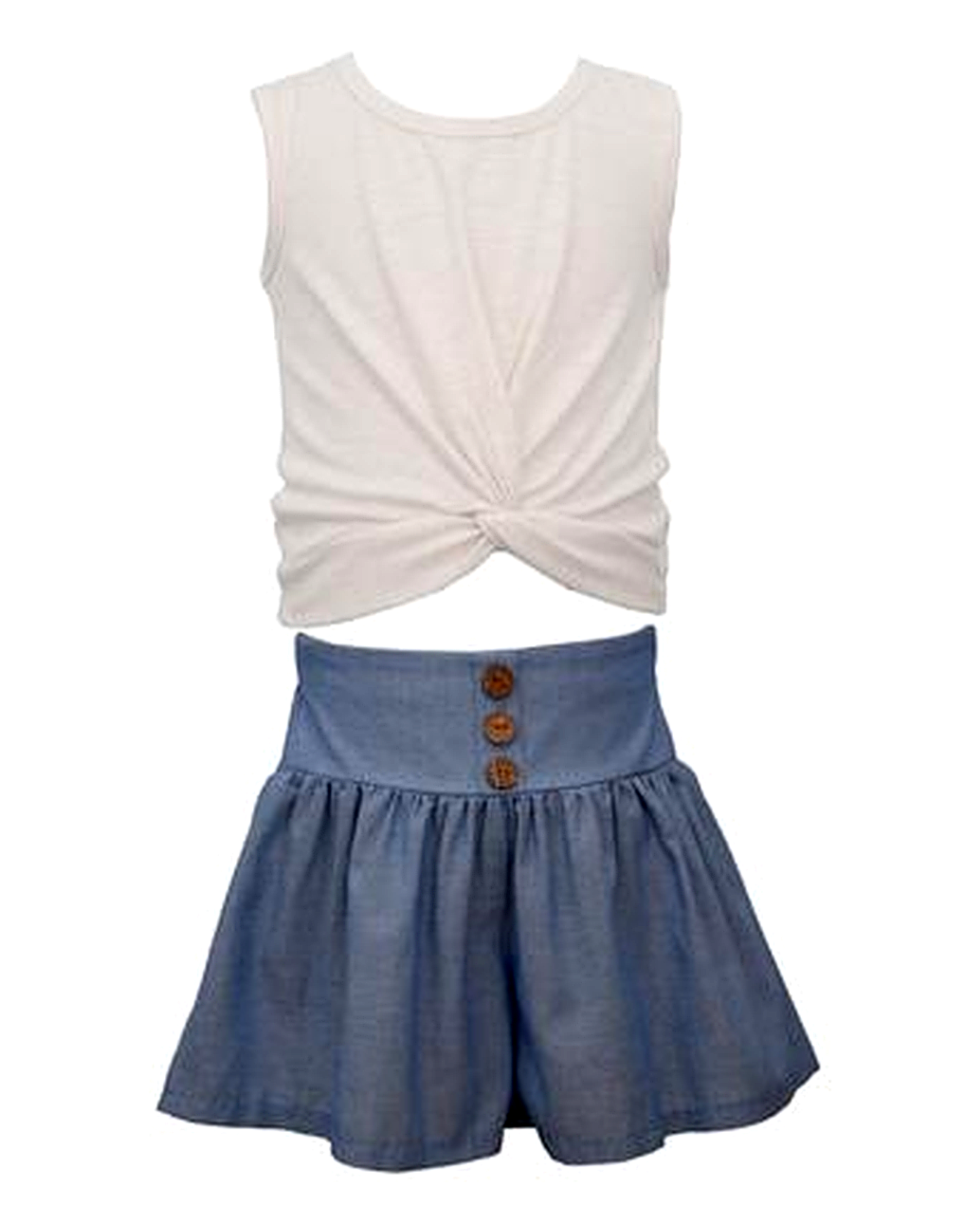 BONNIE JEAN - Big Girls Sleeveless Twist Front Knit Top and Shorts