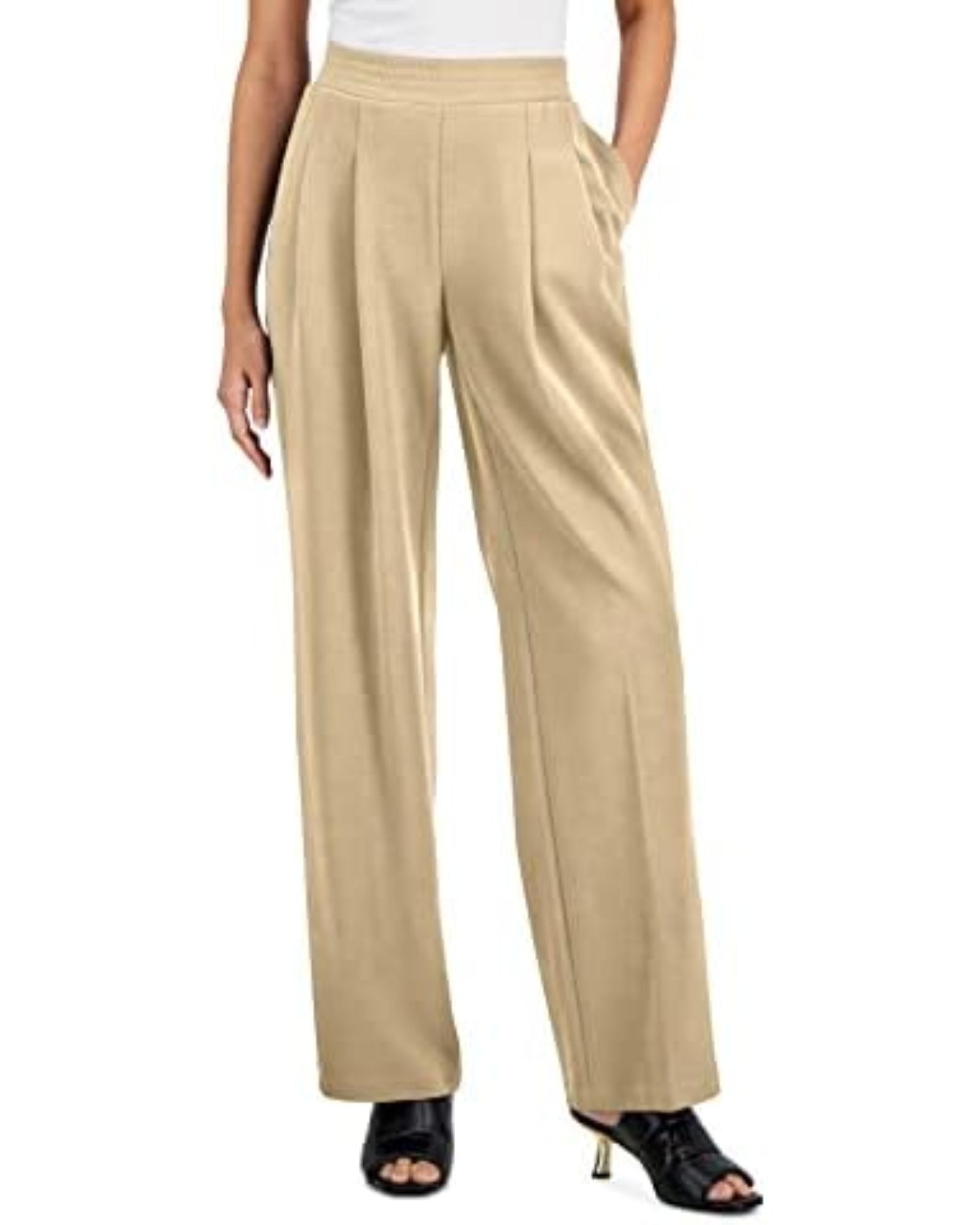ALFANI - Women's Petite Pleated Pull-On Pants