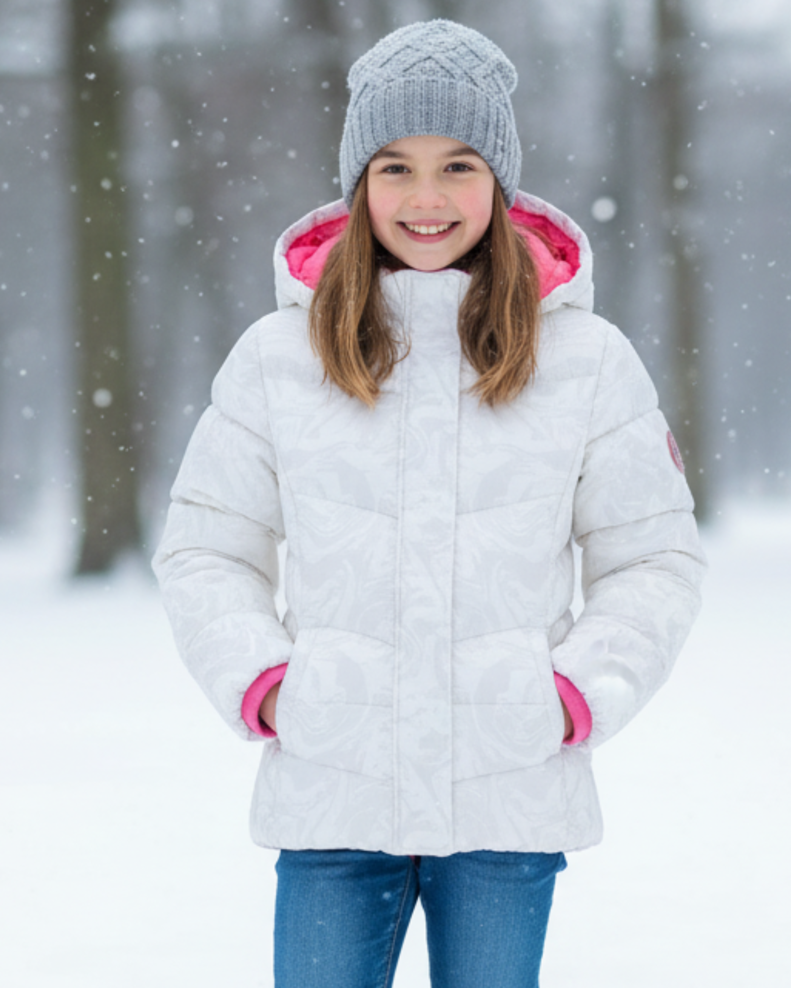 CB SPORTS - Gray Marble Puffer Coat