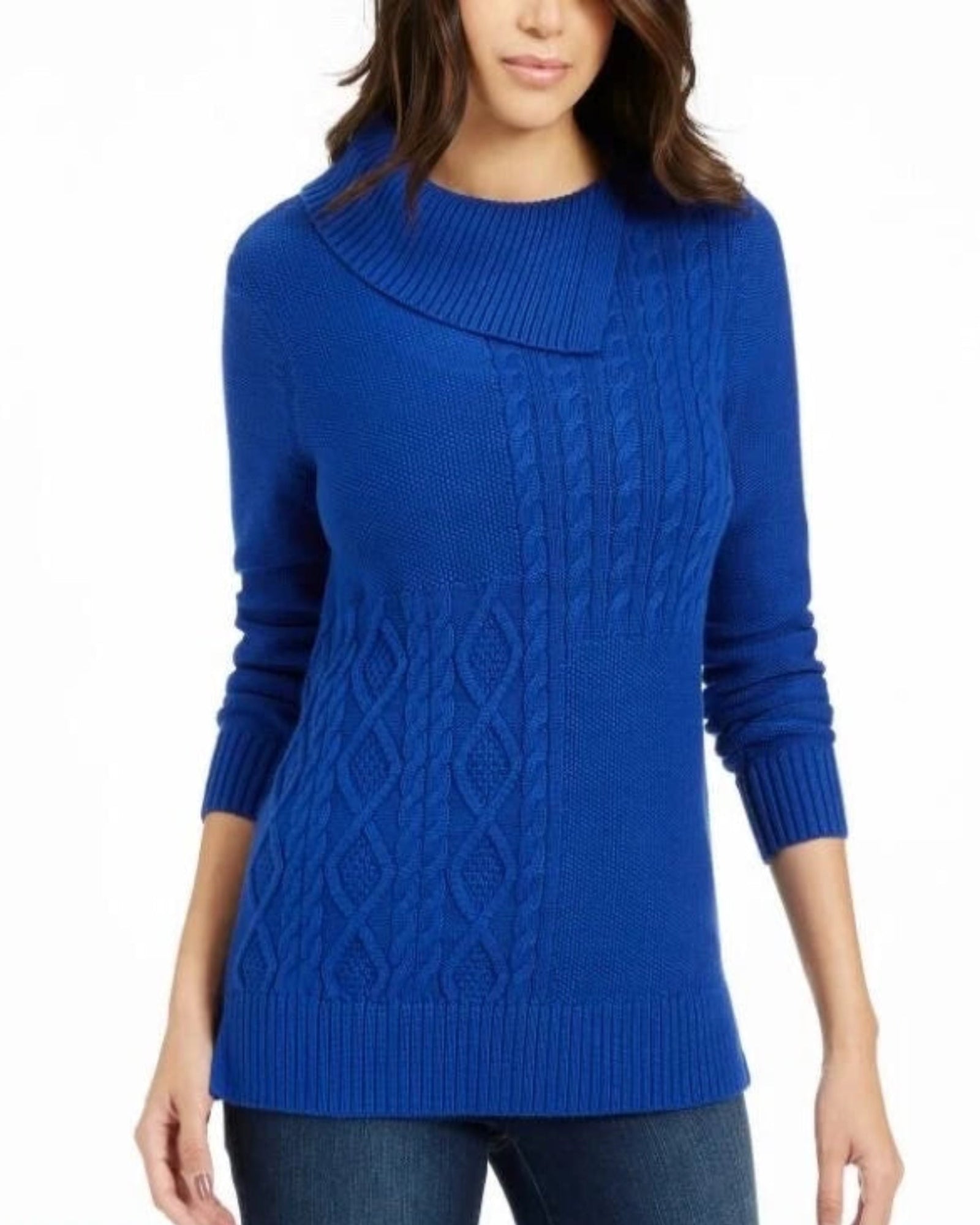 CHARTER CLUB - Patchwork-Stitch Asymmetrical- Modern Blue