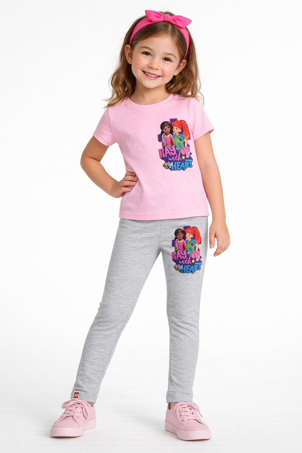 LEGO - Girls’ Heather Grey Cotton Blend Graphic Leggings