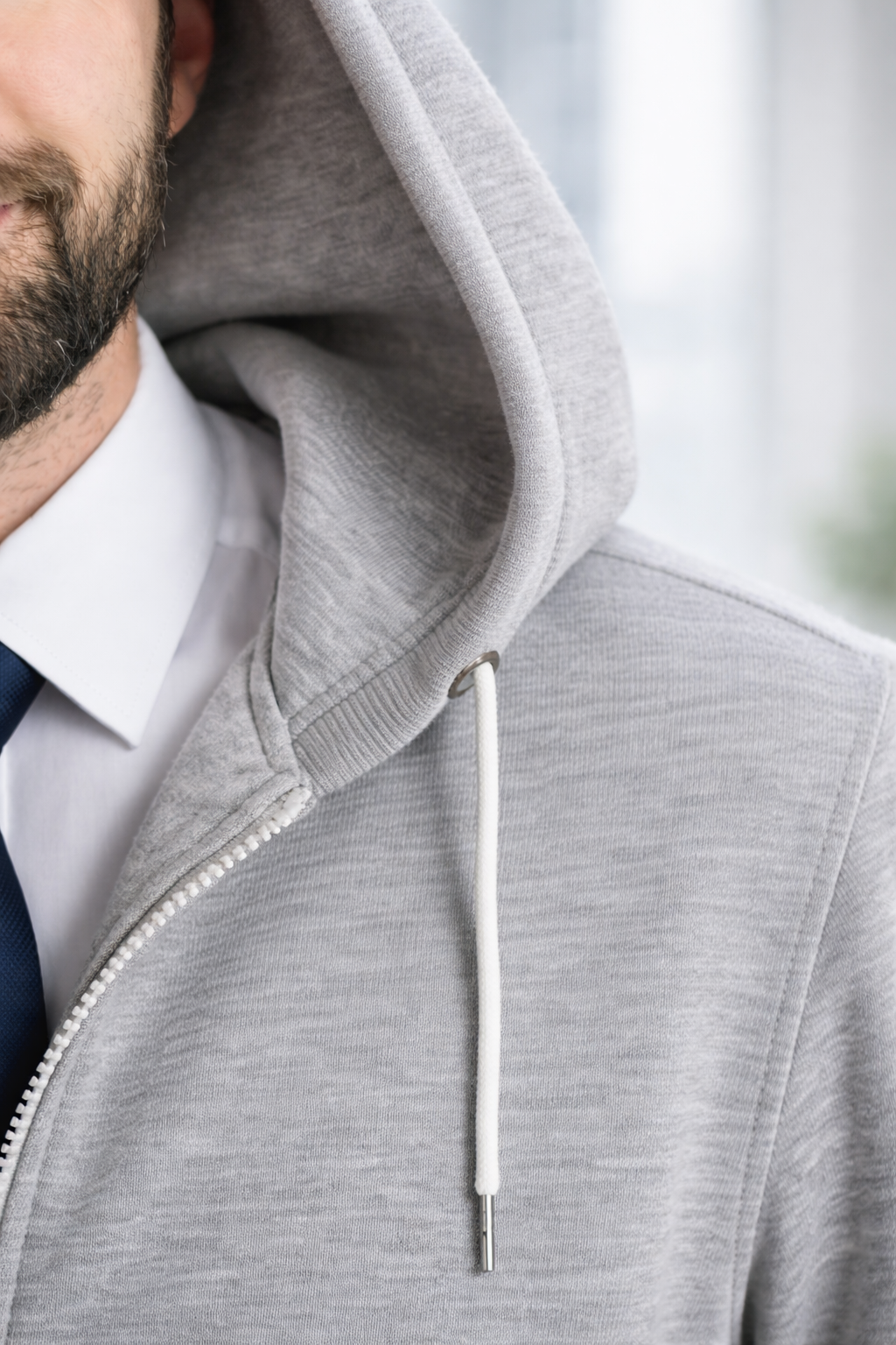 BERSHKA - Men’s Zip-Up Cotton Blend Hooded Jacket