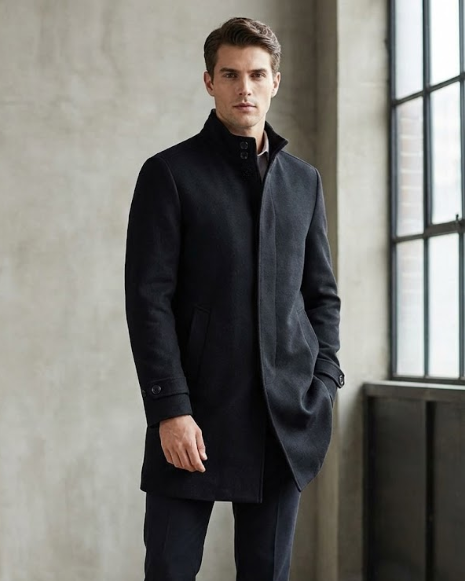 Man wearing a dark coat 