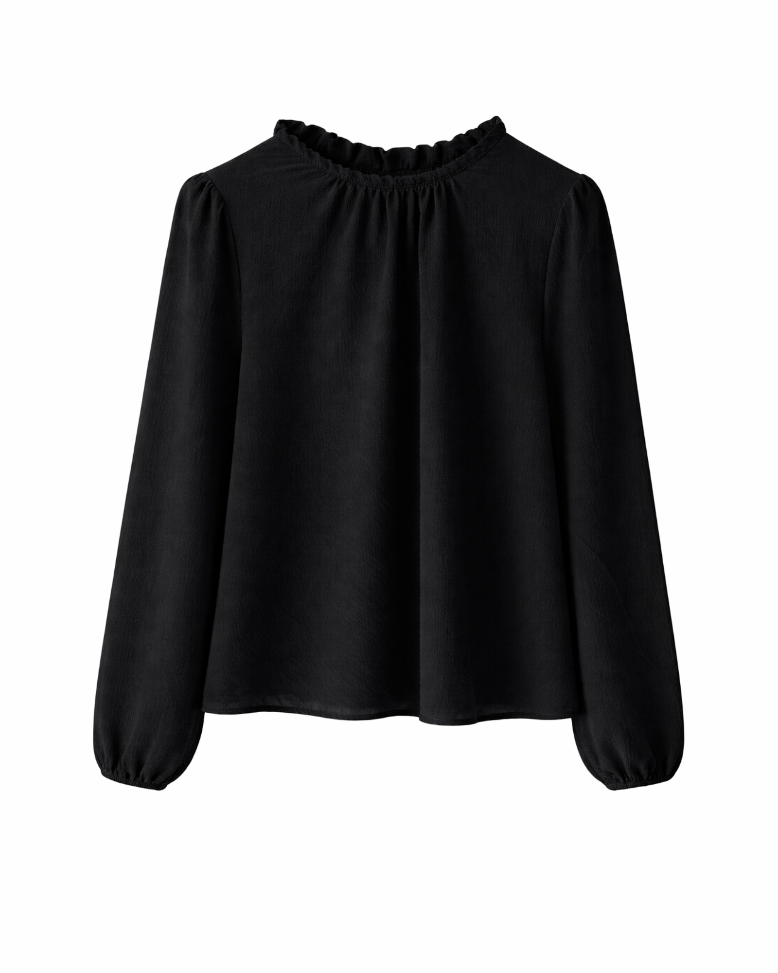 Black blouse with long sleeves on a white background