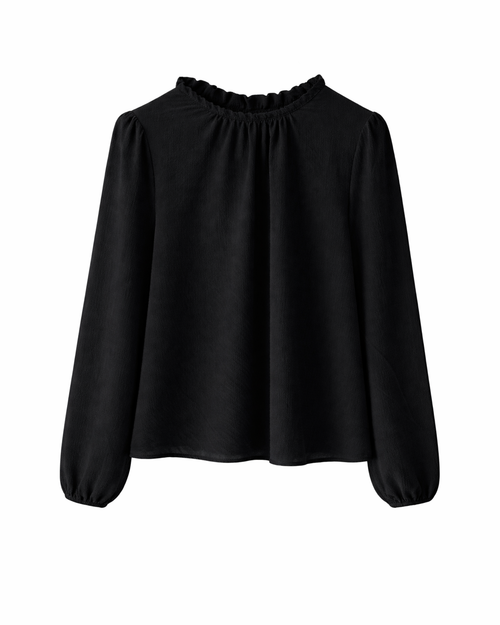 Black blouse with long sleeves on a white background