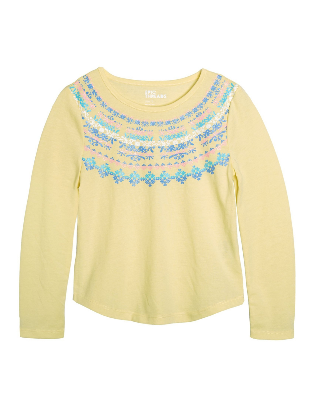 EPIC THREADS - Toddler Girls Fair Isle Neckline T-shirt