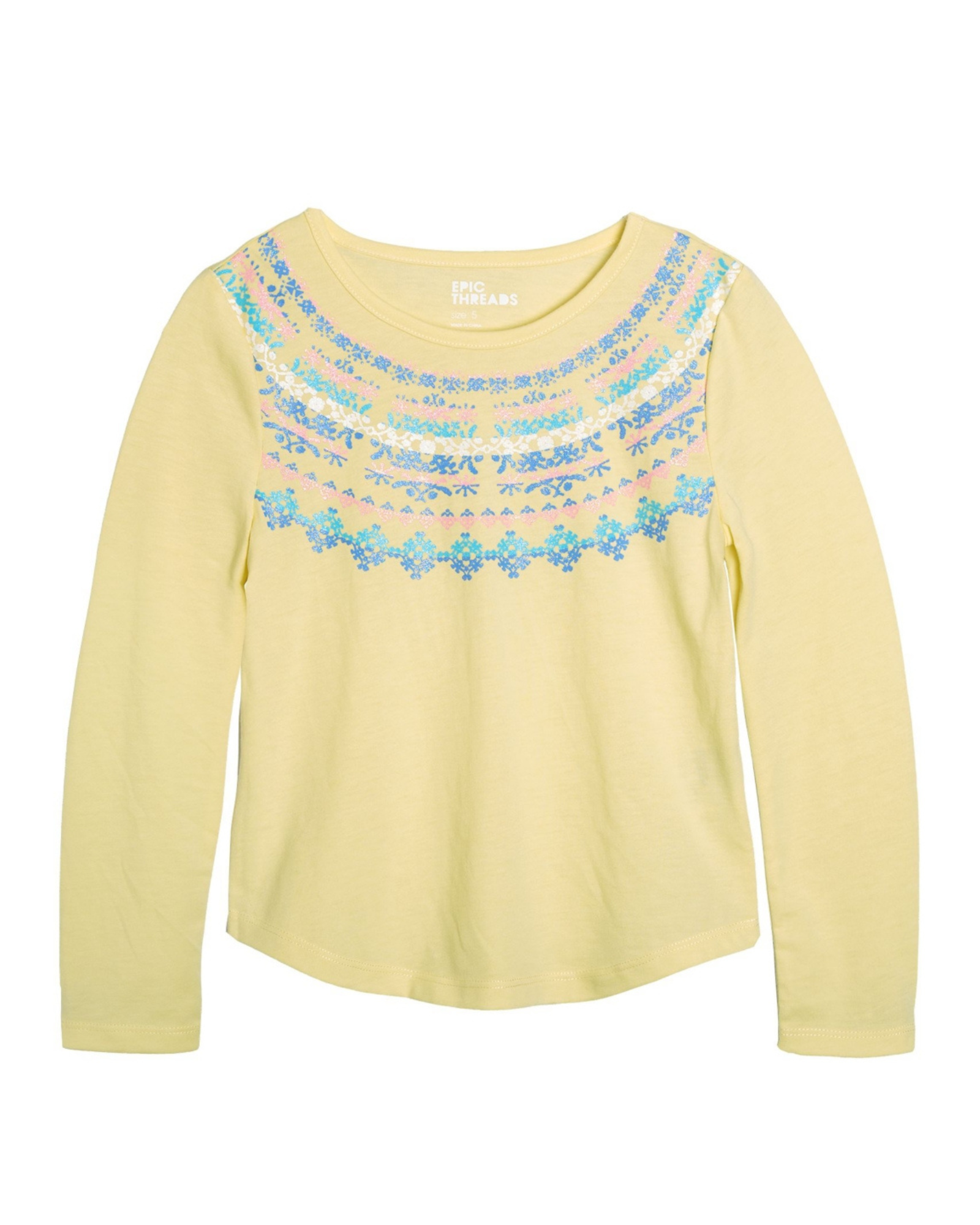 EPIC THREADS - Toddler Girls Fair Isle Neckline T-shirt