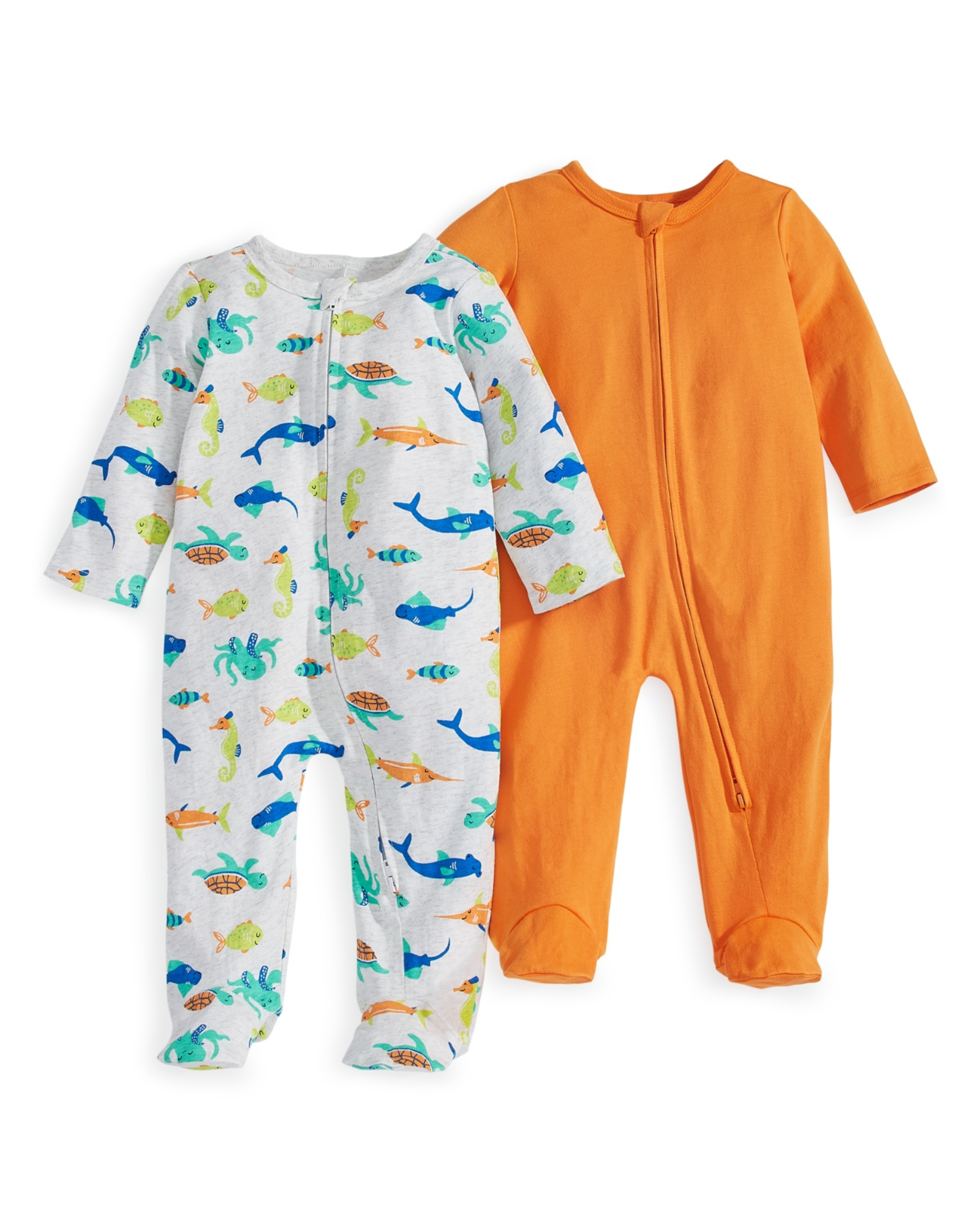 FIRST IMPRESSIONS - Baby Boys 2 Coveralls - Ocean-Themed Print