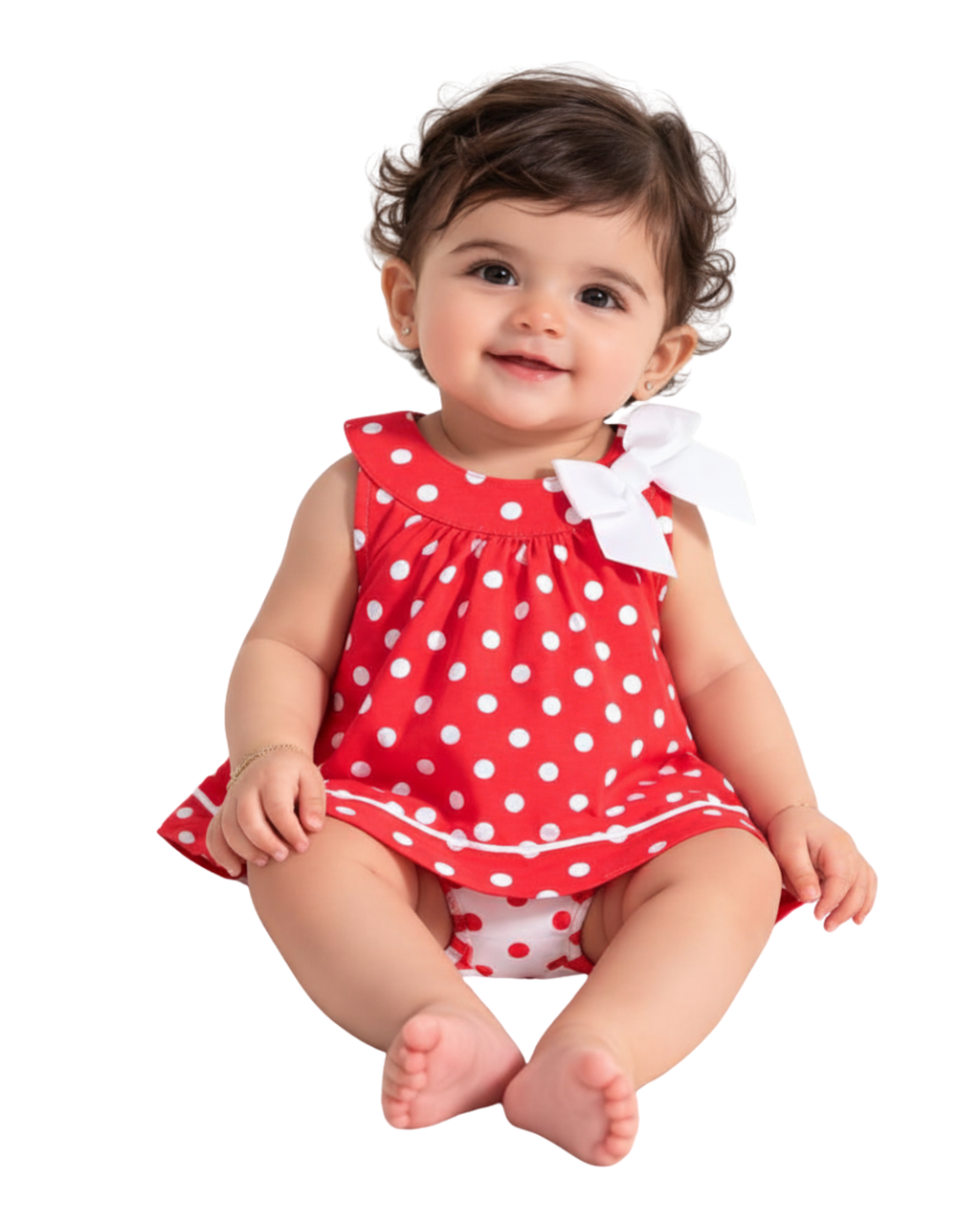 FIRST IMPRESSIONS - Baby Girl Dot Sunsuit