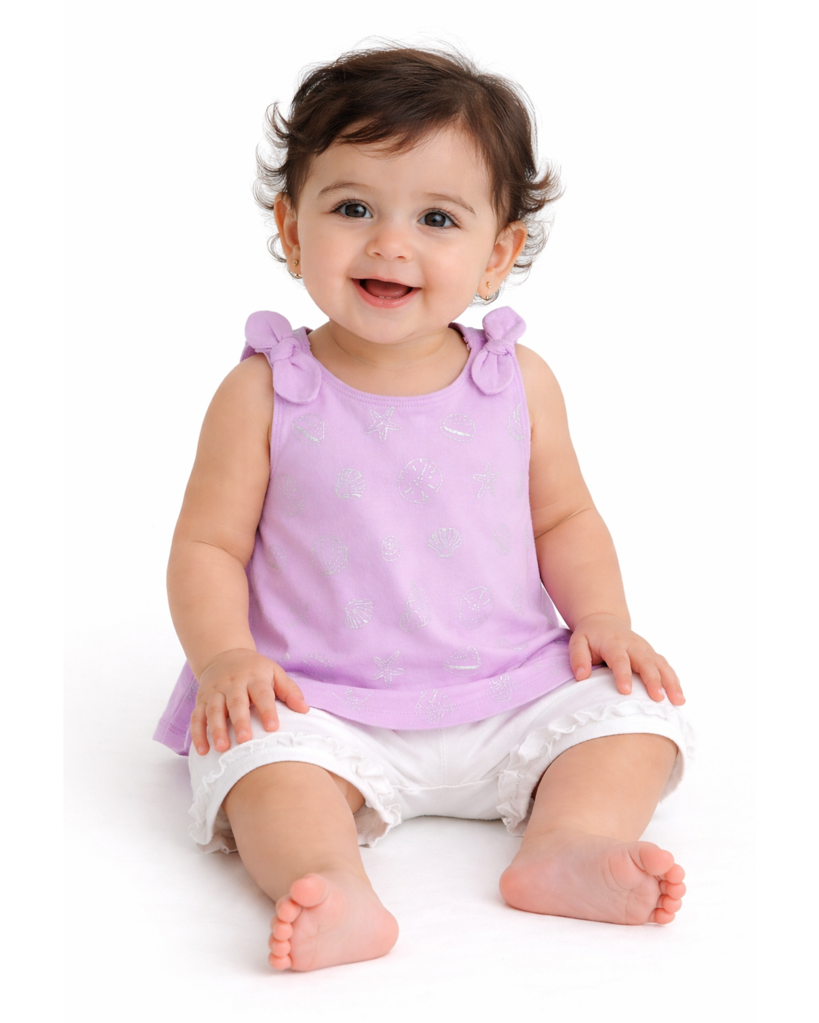 FIRST IMPRESSIONS - Baby Girls Bow Shoulder Shell Tank Top