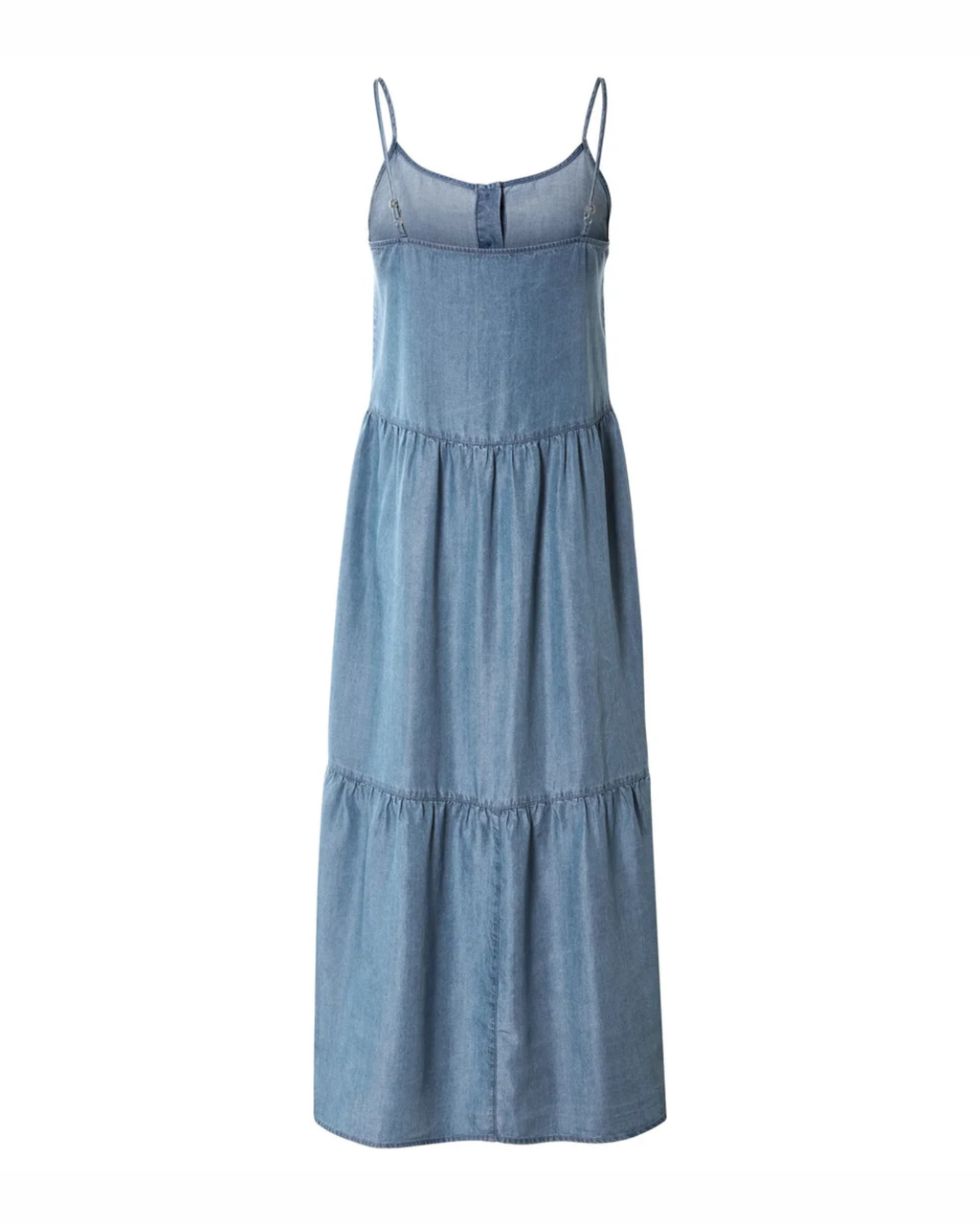 Blue dress with thin straps on a white background