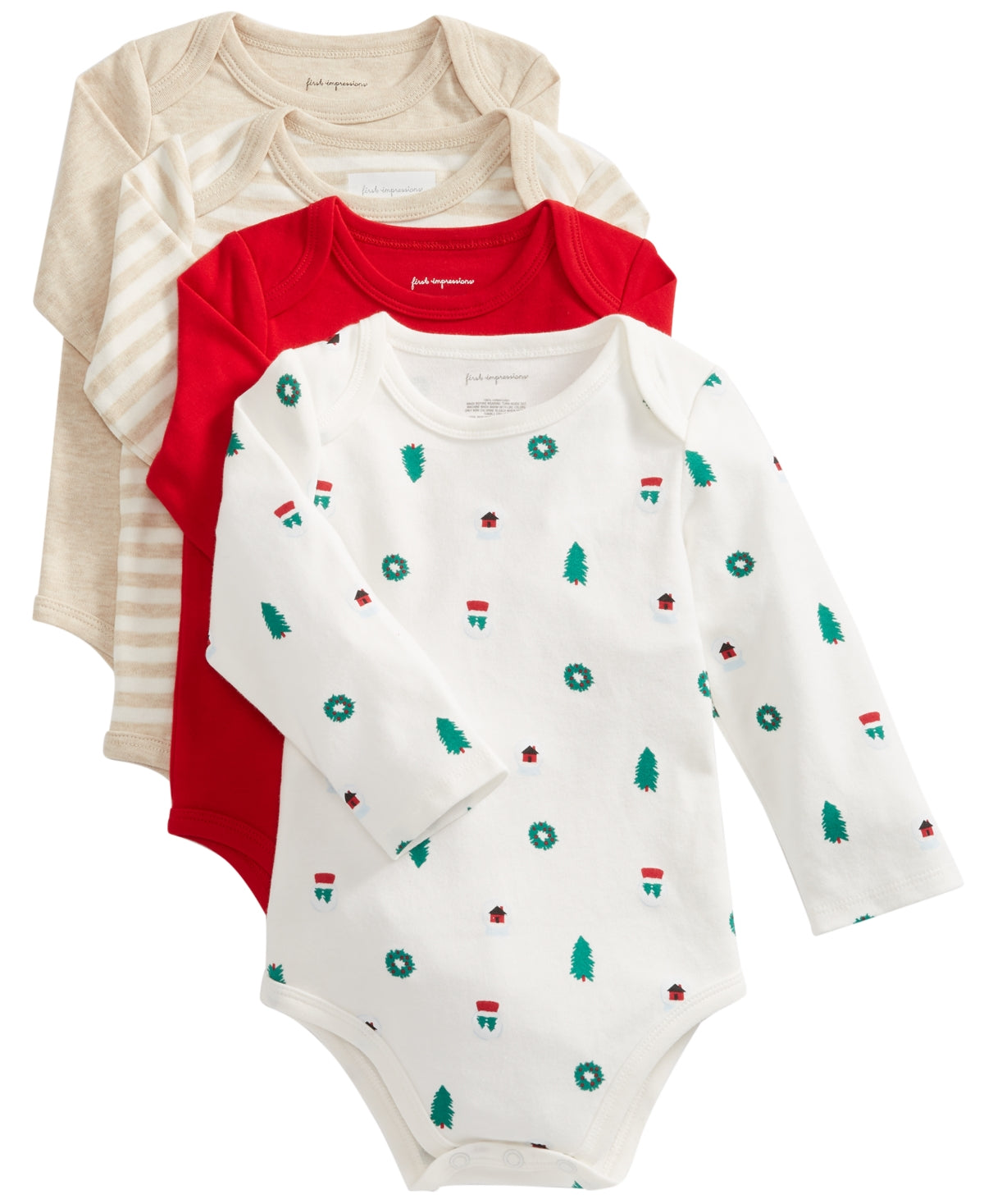 FIRST IMPRESSIONS - Baby 4-Pack Snow Globe Bodysuit Set