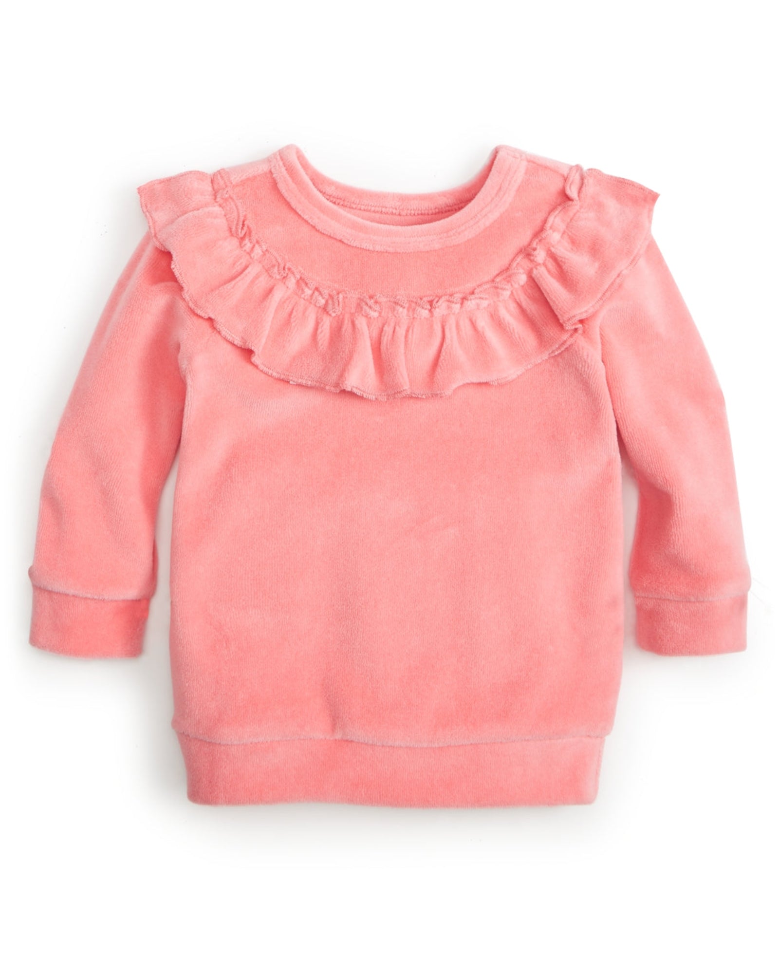 FIRST IMPRESSIONS - Baby Girls Velour Ruffle Sweatshirt